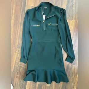 Karen Millen Teal Dress with Gold Zipper